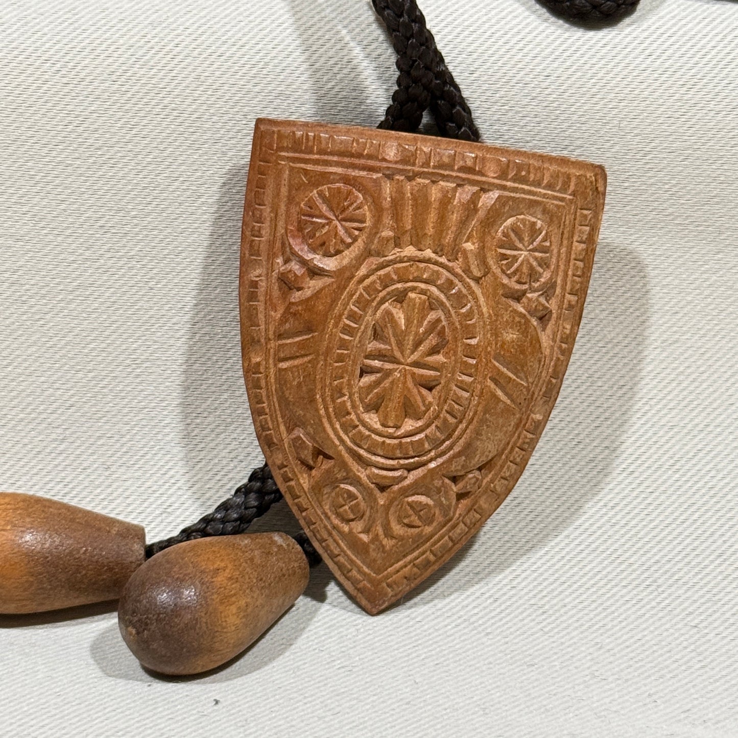 "Carved Shield" Vintage Bolo Tie