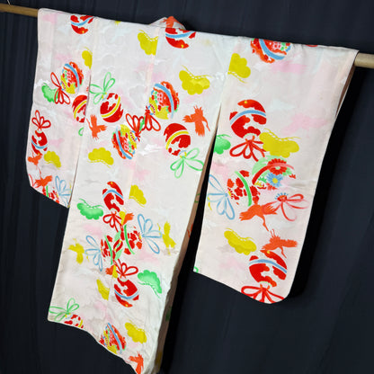 "Temari & Cranes" Vintage Girl's Kimono