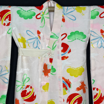 "Temari & Cranes" Vintage Girl's Kimono