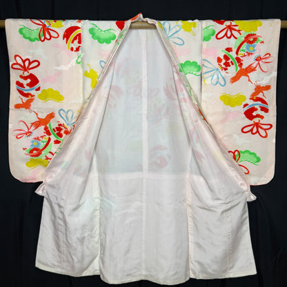 "Temari & Cranes" Vintage Girl's Kimono