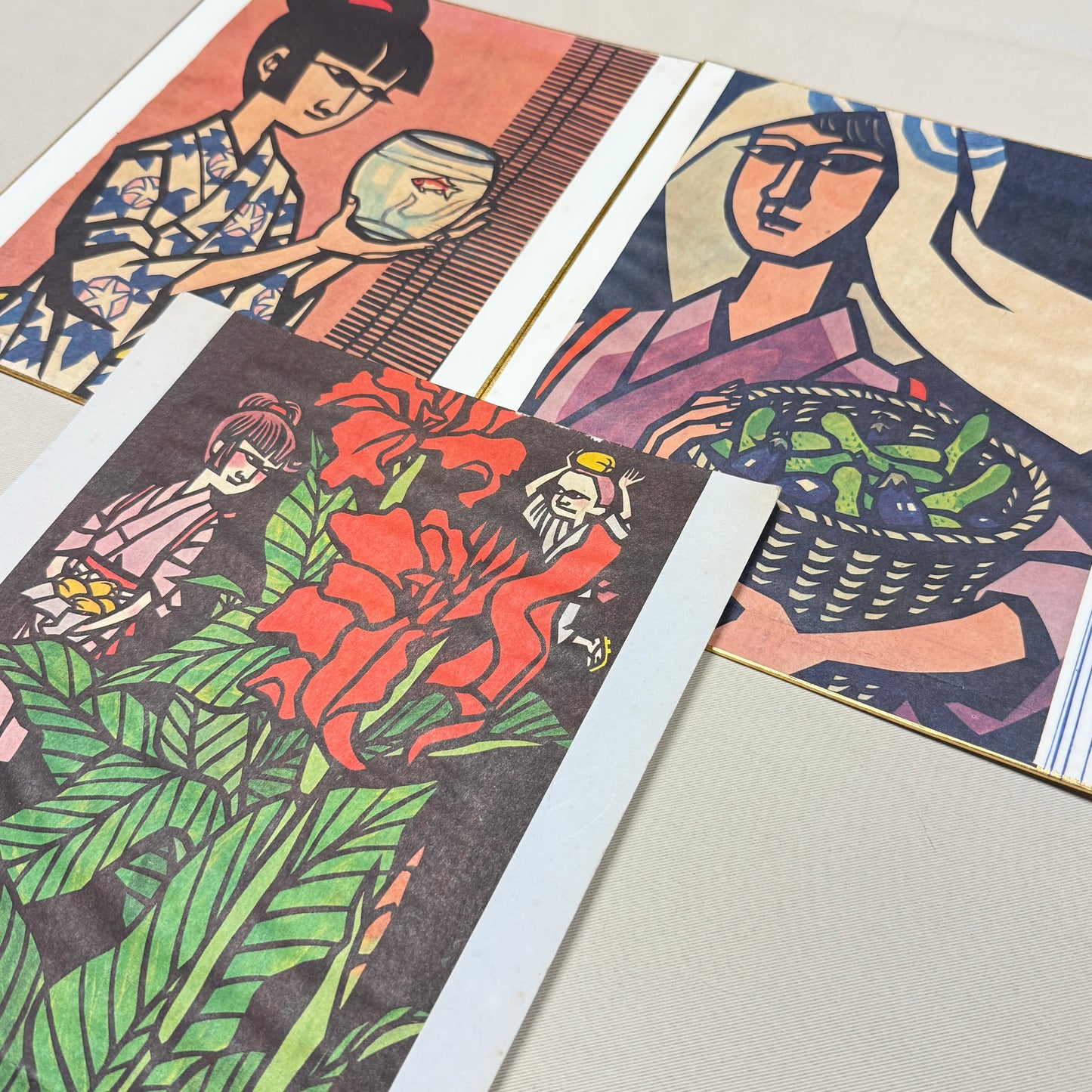 "Goldfish, Eggplant, Lilies" - Jiro Takidaira Print Set