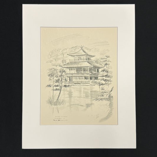 "Golden Pavilion" - Vintage Matted Print