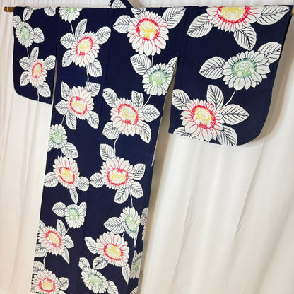 "Summer Blooms" Vintage Japanese Yukata