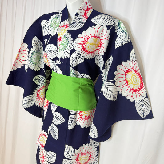 "Summer Blooms" Vintage Japanese Yukata