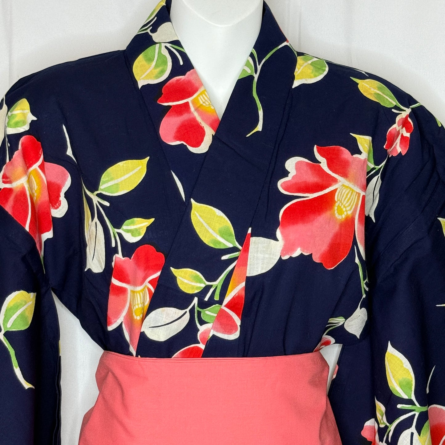 "Midnight Tsubaki" Vintage Japanese Yukata