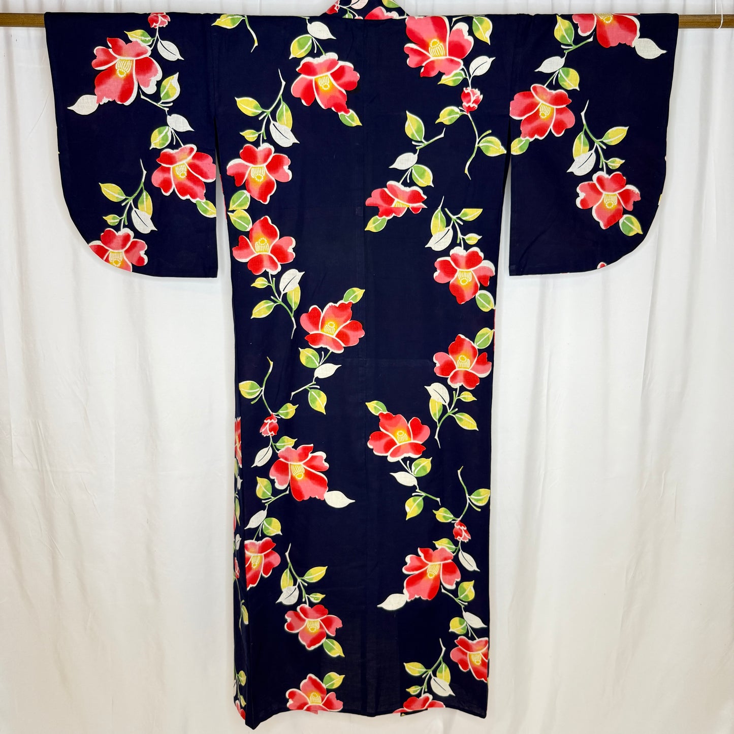 "Midnight Tsubaki" Vintage Japanese Yukata