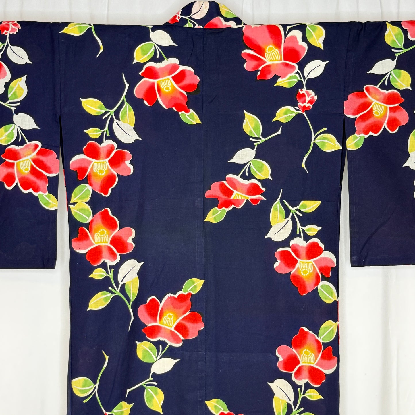 "Midnight Tsubaki" Vintage Japanese Yukata