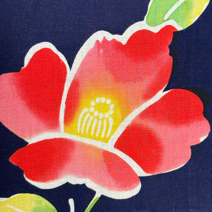 "Midnight Tsubaki" Vintage Japanese Yukata