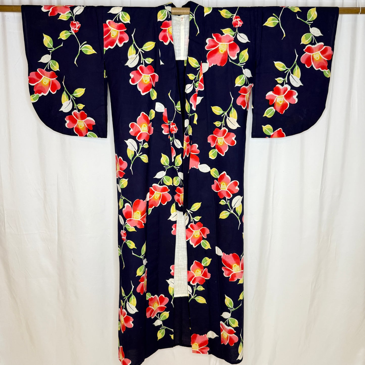 "Midnight Tsubaki" Vintage Japanese Yukata