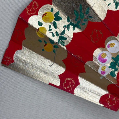 "Persimmon and Camellia" Vintage Dance Folding Fan