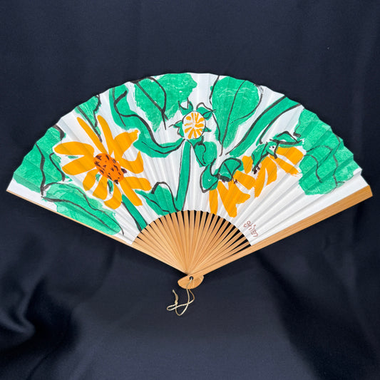 "Sunny Sketch" Vintage Folding Fan