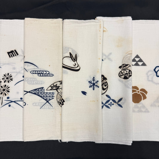 "Set of Five #1" Vintage Tenugui