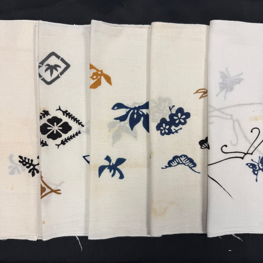 "Set of Five #2" Vintage Tenugui