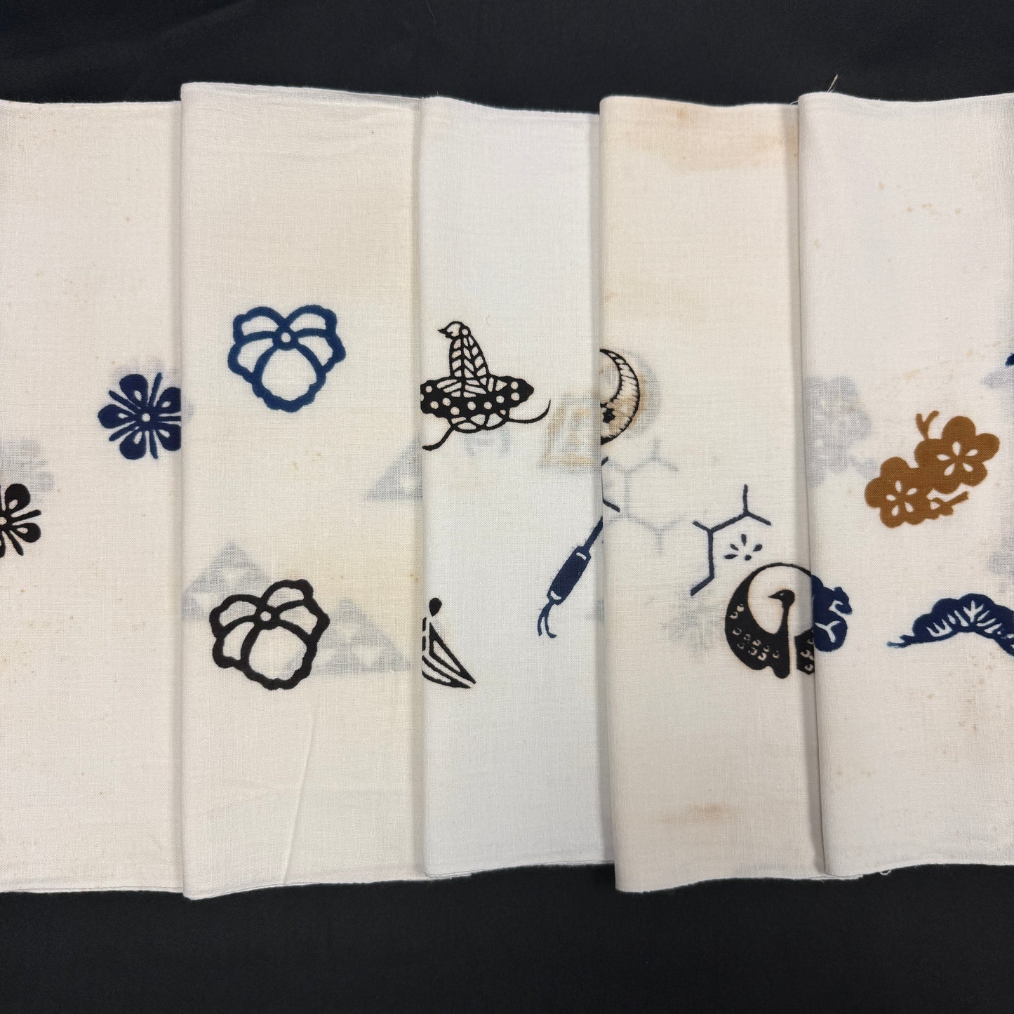 "Set of Five #3" Vintage Tenugui
