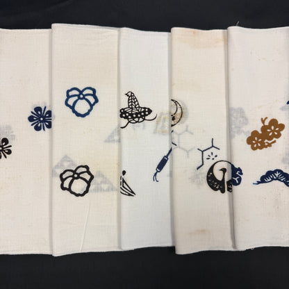 "Set of Five #3" Vintage Tenugui