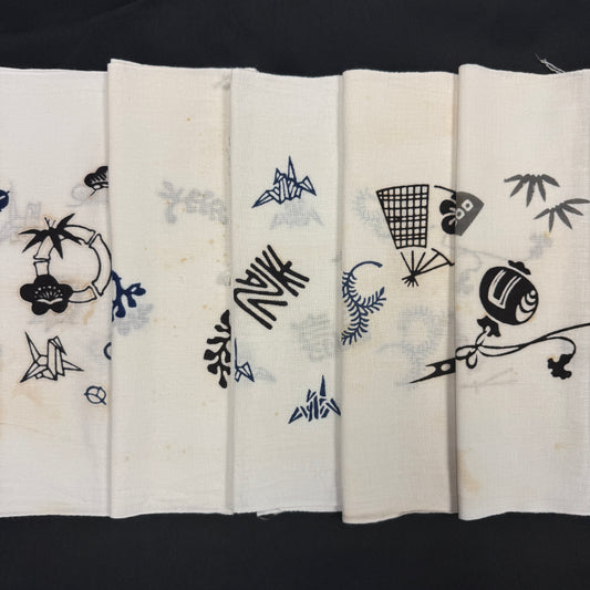 "Set of Five #4" Vintage Tenugui