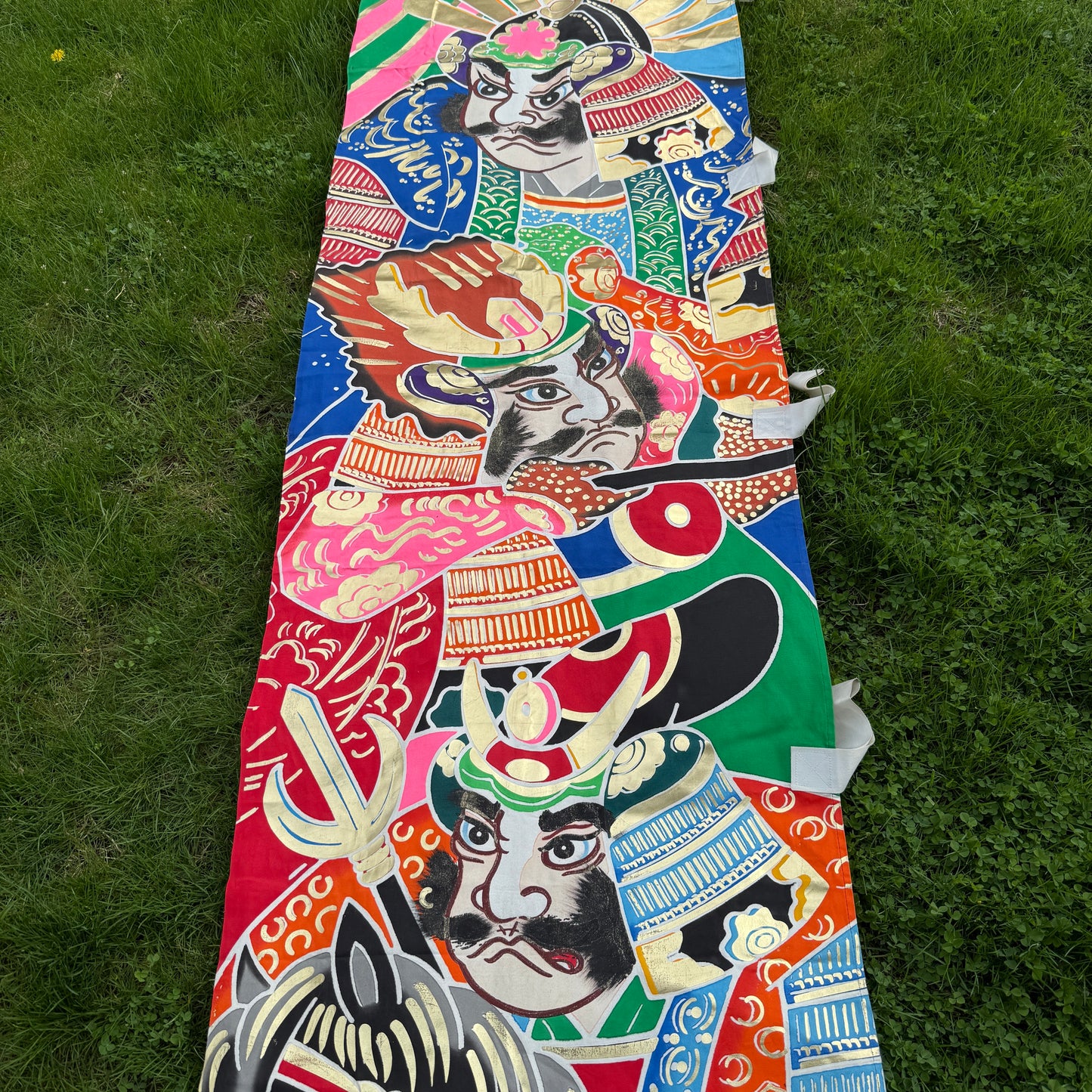 "Three Samurai" Vintage Nobori Banner