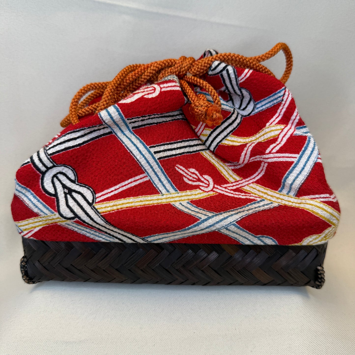 "Festive Ribbons" Japanese Kinchaku Basket Bag