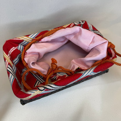 "Festive Ribbons" Japanese Kinchaku Basket Bag