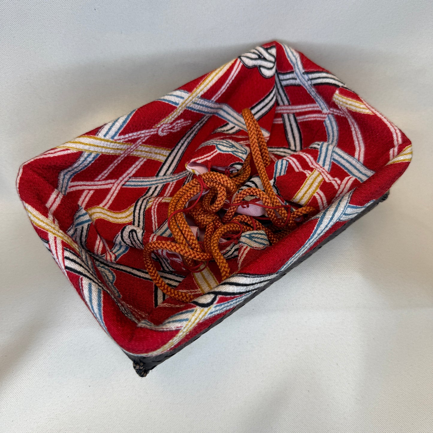"Festive Ribbons" Japanese Kinchaku Basket Bag