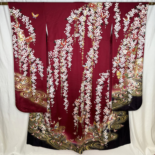 "Weeping Sakura" Vintage Furisode Kimono