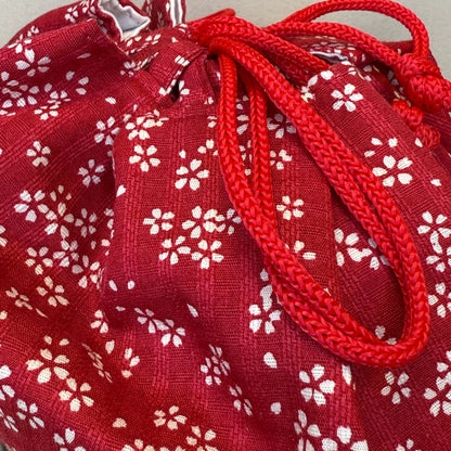 "Cherry Lane" Japanese Kinchaku Basket Bag