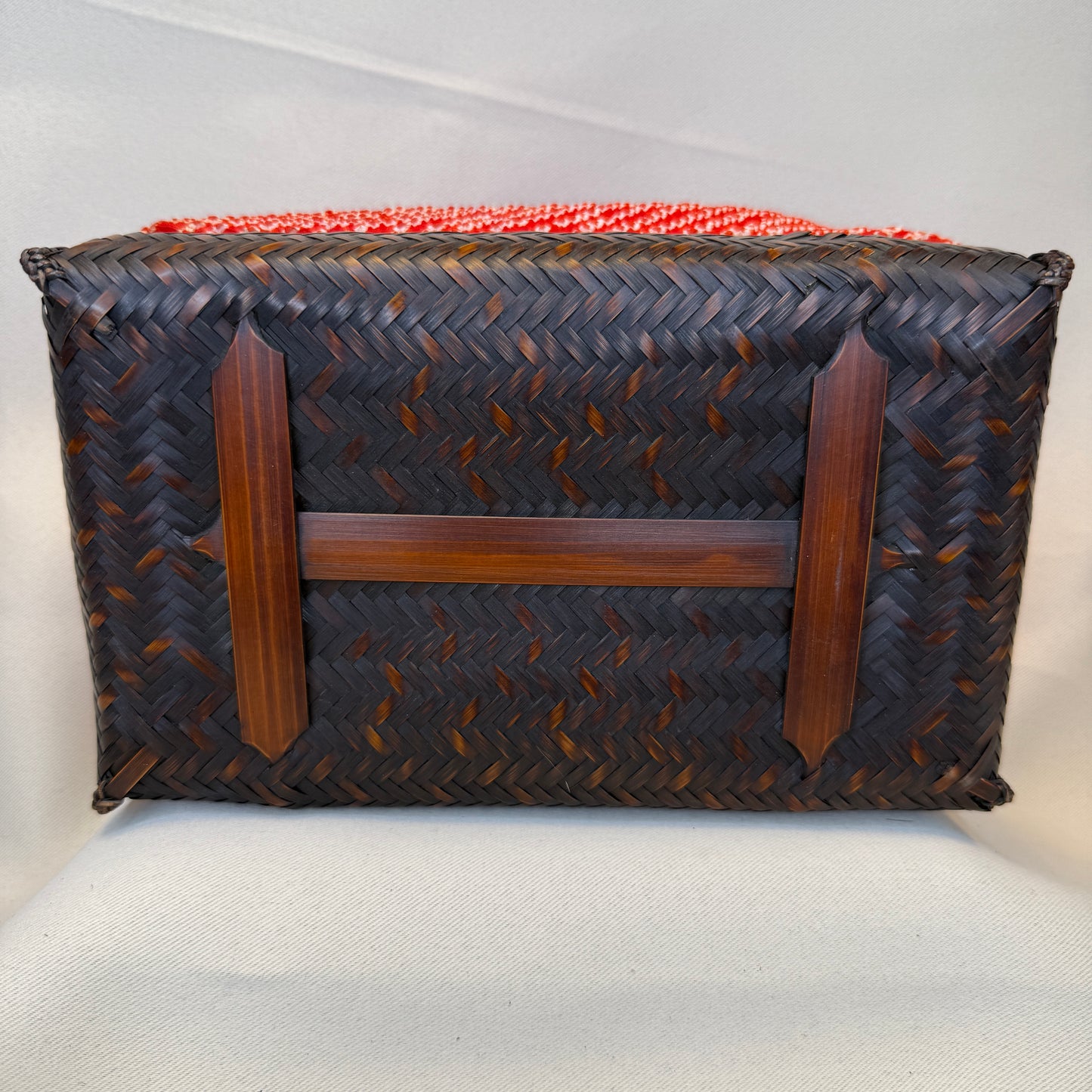 "Crimson Swirl" Japanese Kinchaku Basket Bag