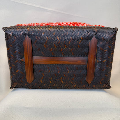 "Crimson Swirl" Japanese Kinchaku Basket Bag