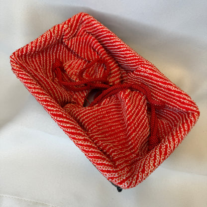 "Crimson Swirl" Japanese Kinchaku Basket Bag