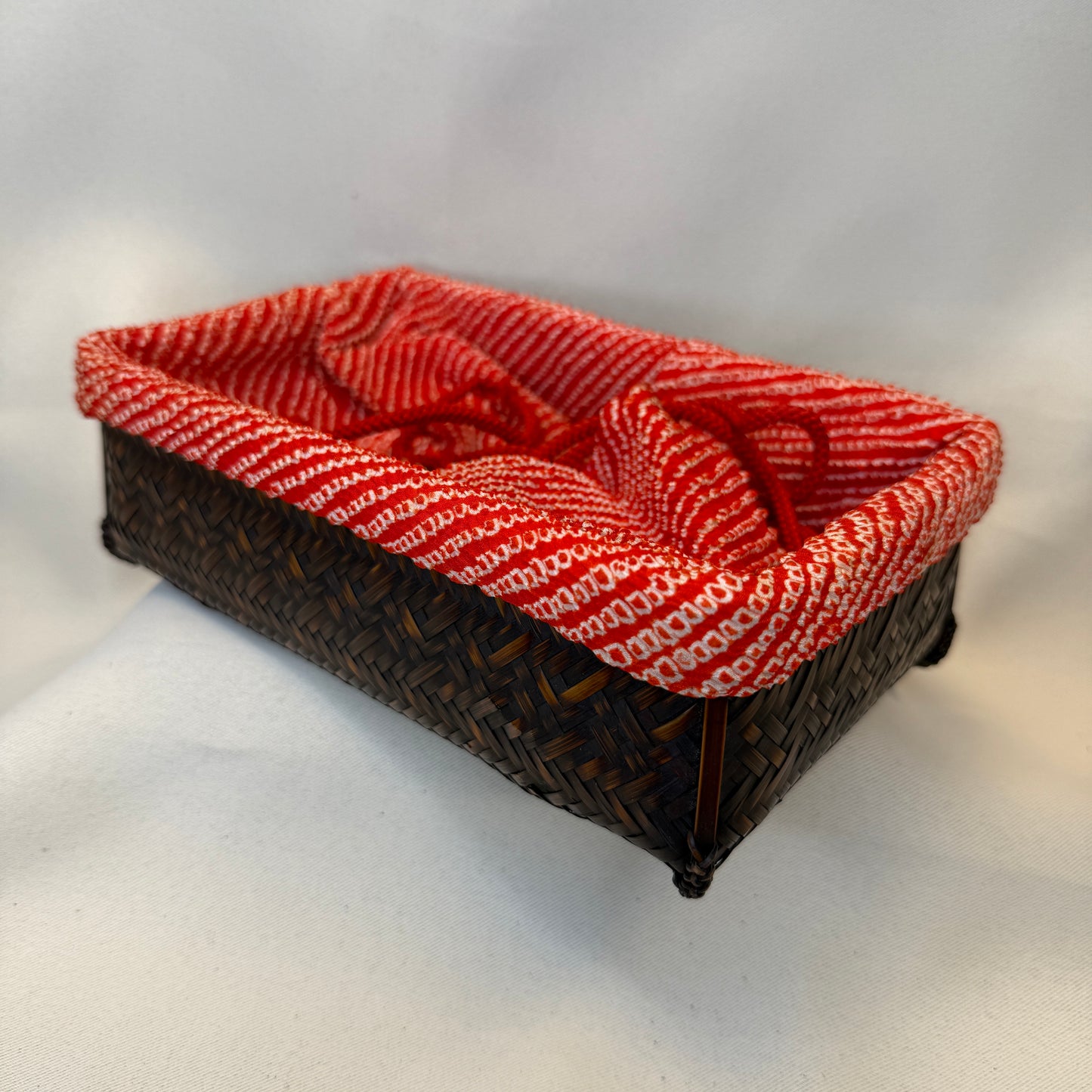 "Crimson Swirl" Japanese Kinchaku Basket Bag