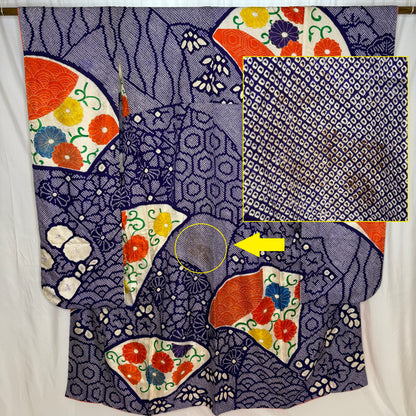 "Royal Fans" Vintage Furisode Kimono