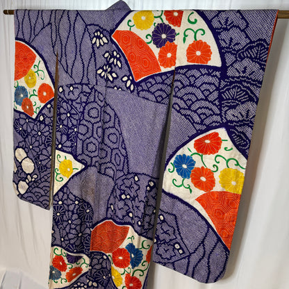 "Royal Fans" Vintage Furisode Kimono