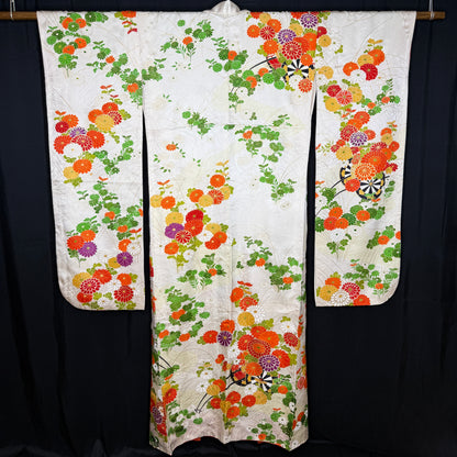 "Flowered Carts" Vintage Furisode Kimono