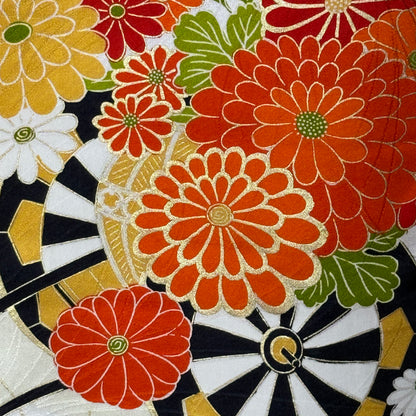 "Flowered Carts" Vintage Furisode Kimono