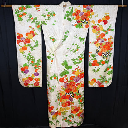 "Flowered Carts" Vintage Furisode Kimono