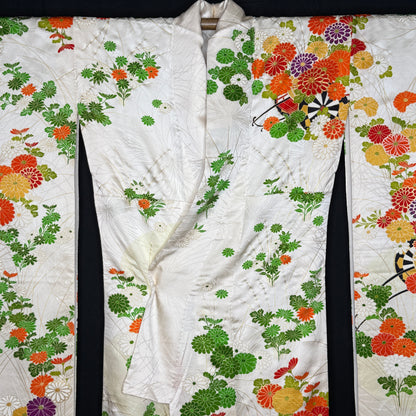 "Flowered Carts" Vintage Furisode Kimono
