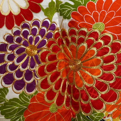 "Flowered Carts" Vintage Furisode Kimono