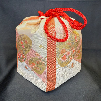 "Kimono Bloom" Japanese Kinchaku Drawstring Bag