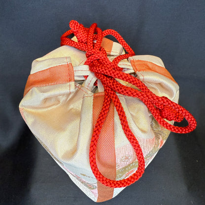 "Kimono Bloom" Japanese Kinchaku Drawstring Bag