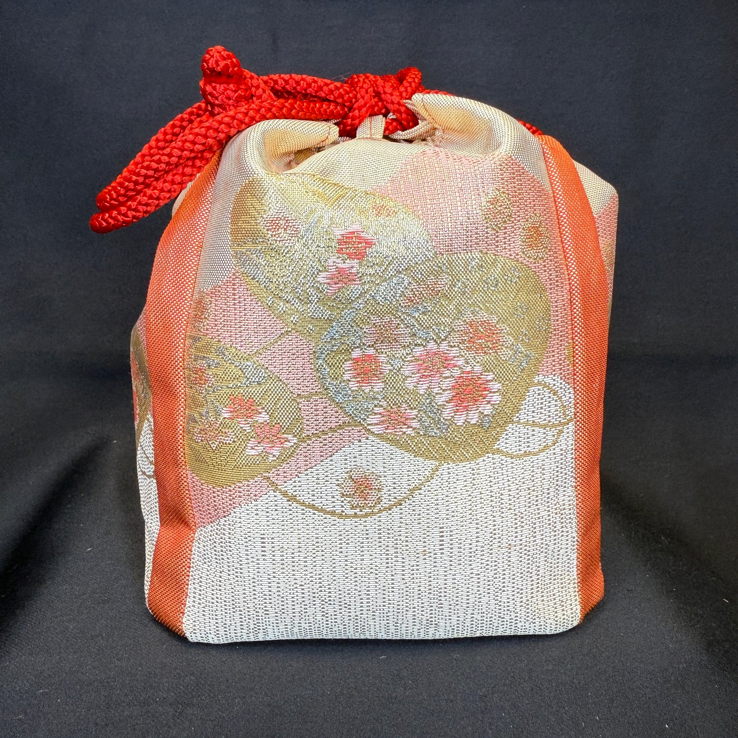 "Kimono Bloom" Japanese Kinchaku Drawstring Bag