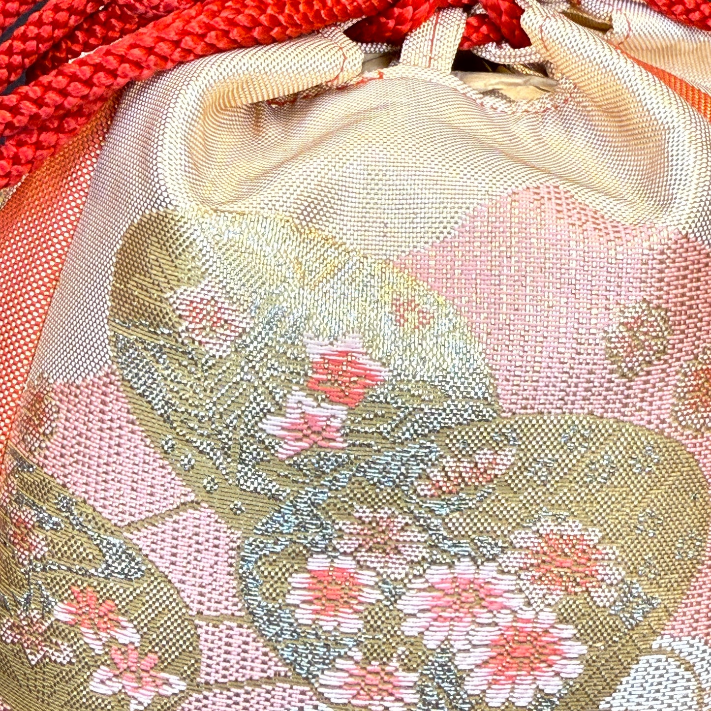"Kimono Bloom" Japanese Kinchaku Drawstring Bag