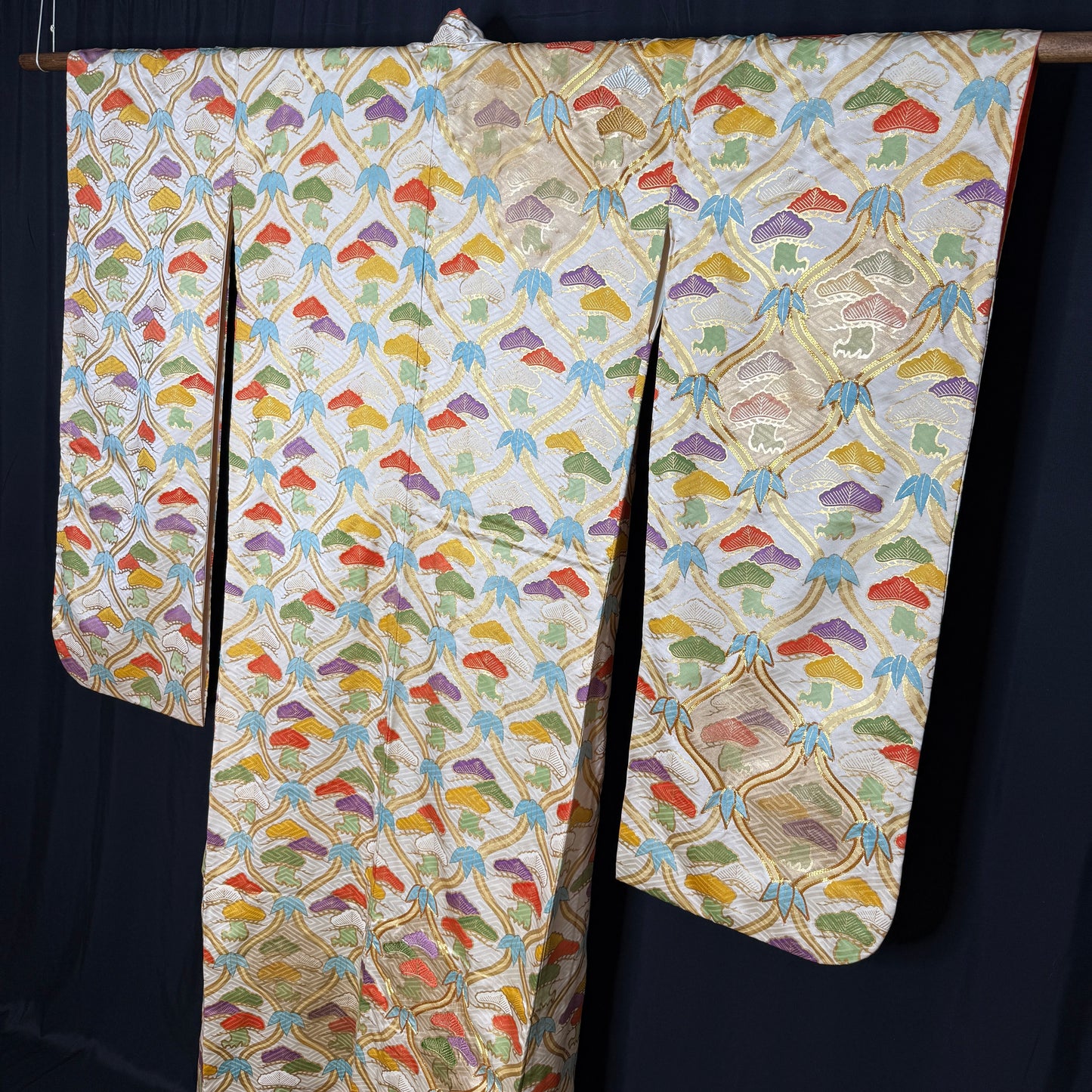 "Tatewaku, Pine, Bamboo" Vintage Furisode Kimono