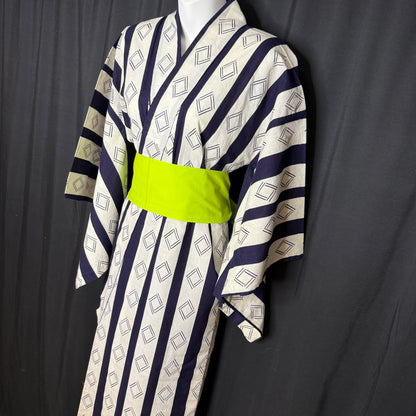 "Indigo Lattice" Vintage Japanese Yukata