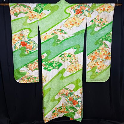 "Sensu Shibori" Vintage Furisode Kimono