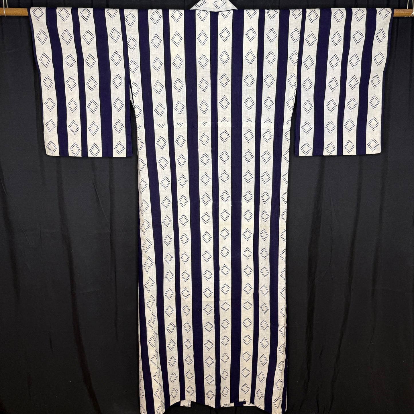 "Indigo Lattice" Vintage Japanese Yukata