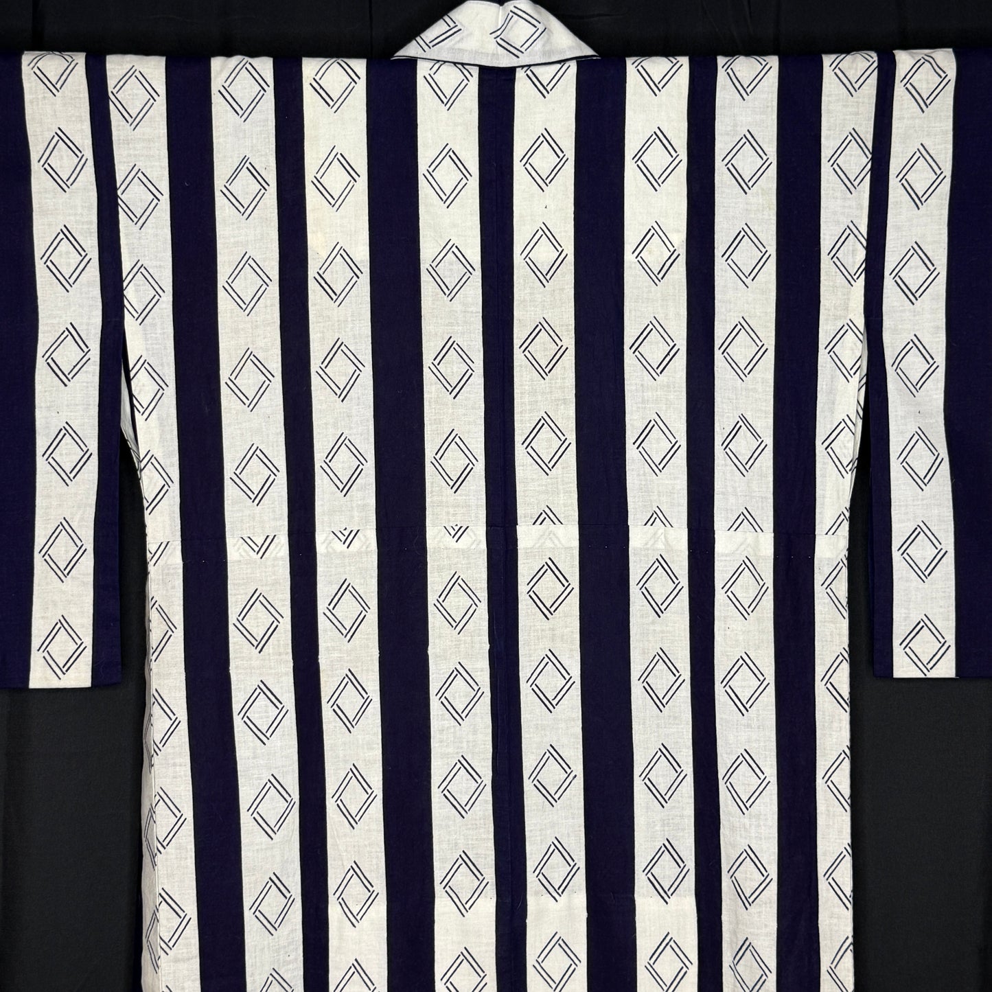"Indigo Lattice" Vintage Japanese Yukata