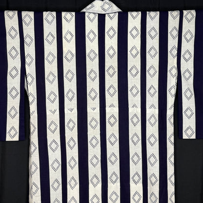 "Indigo Lattice" Vintage Japanese Yukata