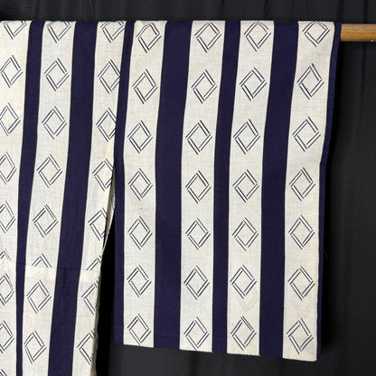 "Indigo Lattice" Vintage Japanese Yukata
