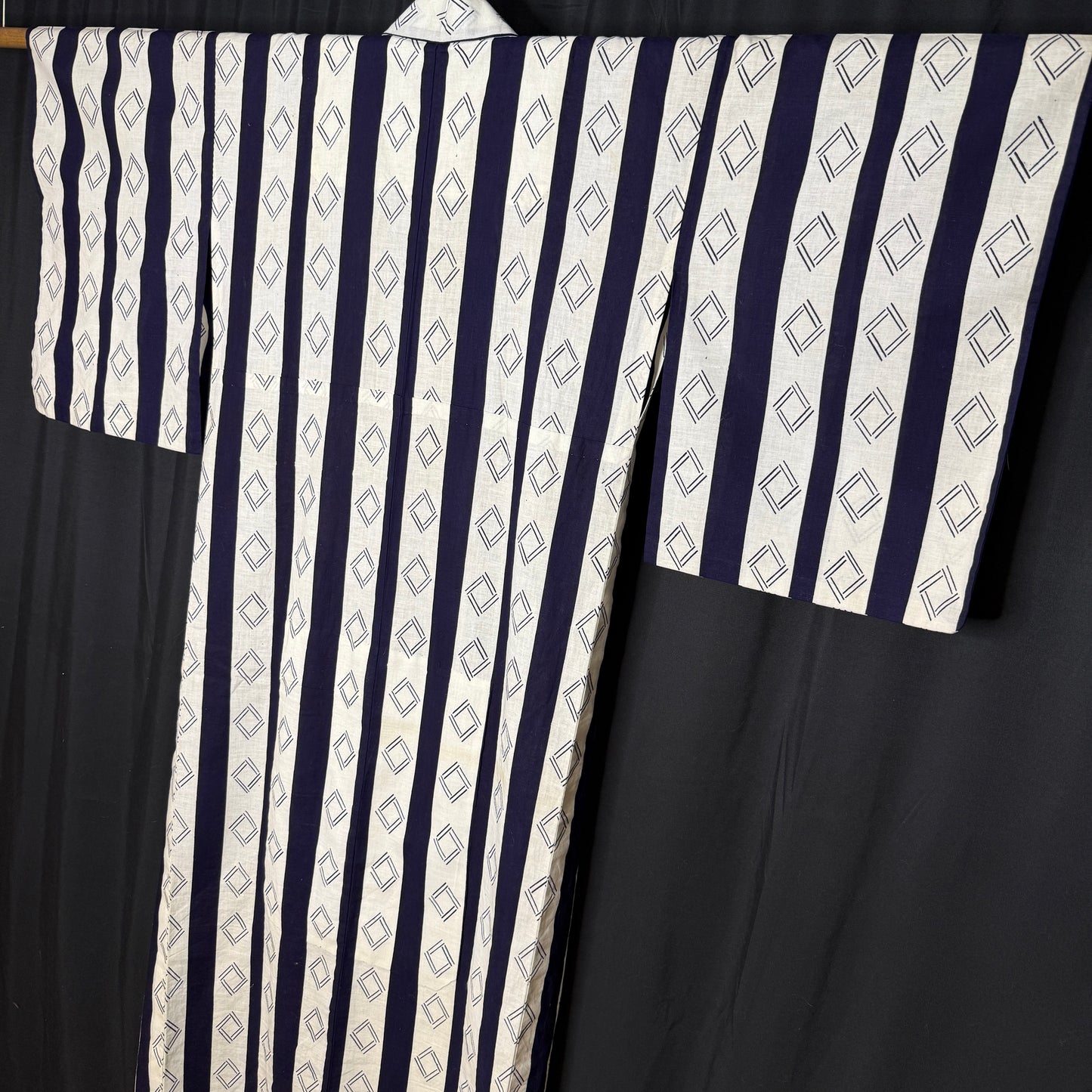 "Indigo Lattice" Vintage Japanese Yukata