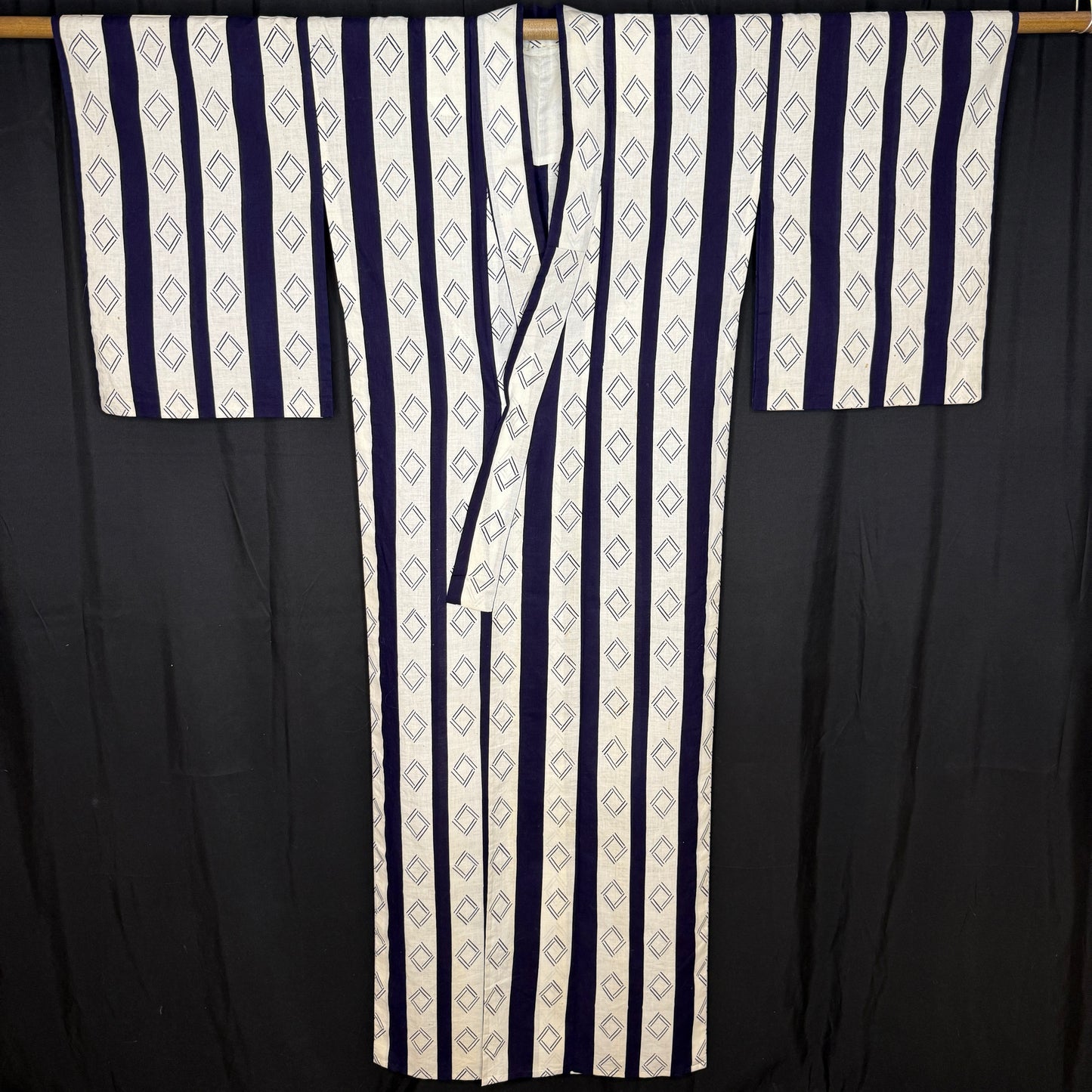 "Indigo Lattice" Vintage Japanese Yukata
